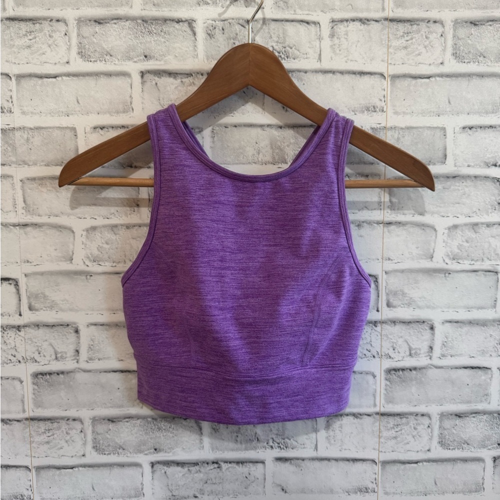 Women’s JoyLab purple heather cross back high neck unpadded crop top Small